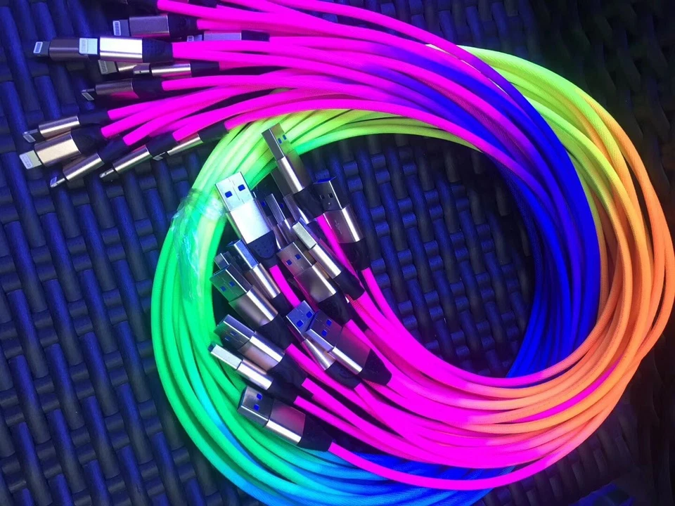 3 FT Rainbow Micro CHARGING CABLE FAST CHARGER FOR SAMSUNG NOTE S4 S5 S6 S7 EDGE - Image 1 of 2