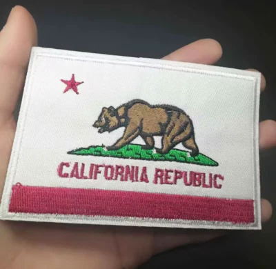 CALIFORNIA REPUBLIC STATE FLAG - BEAR FLAG - 4" Embroidered Iron-On Patch - Image 1 of 2