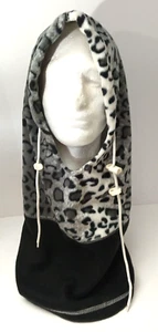 Arctic X Adult 6-in-1 Reversible Fleece Hood/Bag/Scarf Animal Print &Black *NWT* - Picture 1 of 6