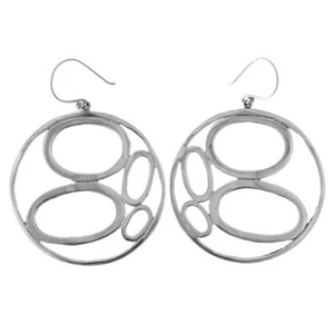 925 Sterling Silver Bali Handmade Hoop Sterling Earrings, 1 7/16" - Picture 1 of 3