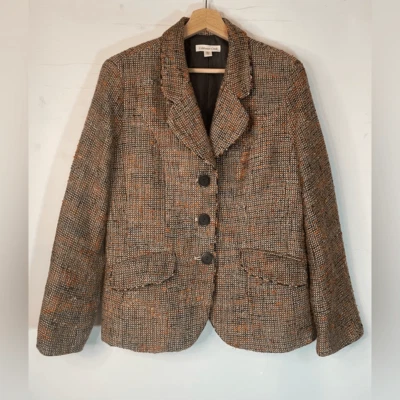 Chaqueta Blazer Coldwater Creek Tweed Negra y Marrón Talla 12 Foto 1 de 4