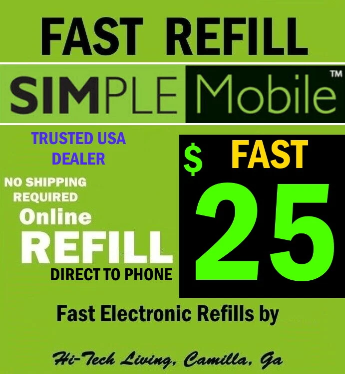 $25 SIMPLE MOBILE REFILL ⭐ GET IT TODAY ⭐ DIRECT TO PHONE ⭐  5 STAR SELLER! - Image 1 of 2