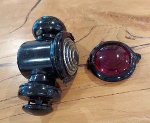 Ford Model T Headlight High Gloss Black w/ Red Lens, antique vintage light lamp - Picture 1 of 10