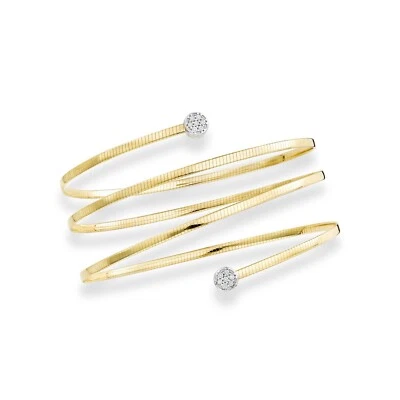 Brazalete Omega Espiral Pulido Oro Amarillo 14k con Diamantes Naturales 0,14ct Foto 1 de 3