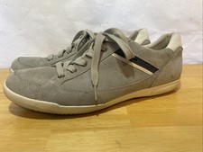 Geox Mens Us 11 Grey Suede Sneaker Trainer Tennis Shoes Blue And White Stripe