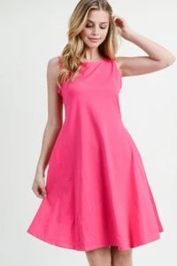 Yelete Lady's Sleeveless Comb-Cotton A-Line Dress with Pockets - Picture 1 of 5