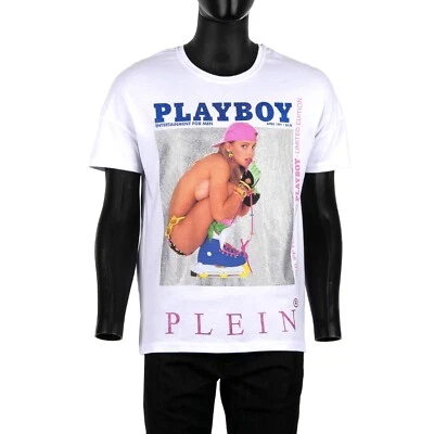 Camiseta PHILIPP PLEIN x PLAYBOY Cristales Logo Skategirl Estampada Blanca 08456 Foto 1 de 4