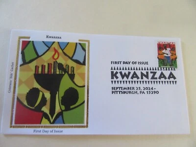 Estampilla Forever Kwanzaa Holiday 2024 Fdc Sc#5946 cubierta Colorano [tipo CACHET #2] Foto 1 de 2