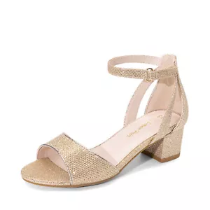 Girls Little/Big Kids Sandals Ankle Strap Open Toe Low Chunky Block Heel Sandals - Picture 1 of 32