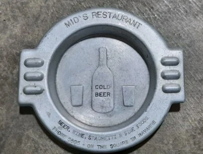 Cenicero de colección Mid's Restaurant Navarre Ohio estaño aluminio salsa de espagueti media  Foto 1 de 3