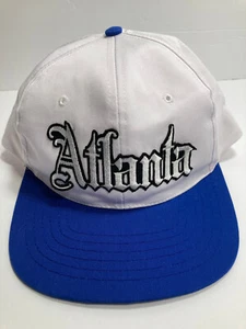 Vintage Atlanta Hat Cap White Blue Trucker Snapback Nissin Adjustable One Size - Picture 1 of 22