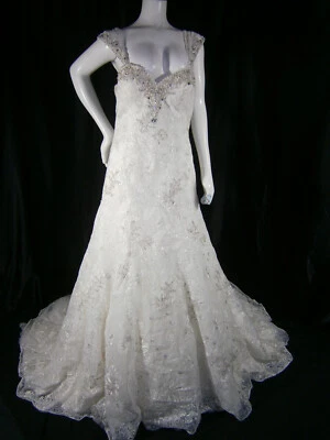 A F Couture Morilee 12 A-Line Wedding Dress Lace Strapless or Straps Bling Wow! - Image 1 of 4