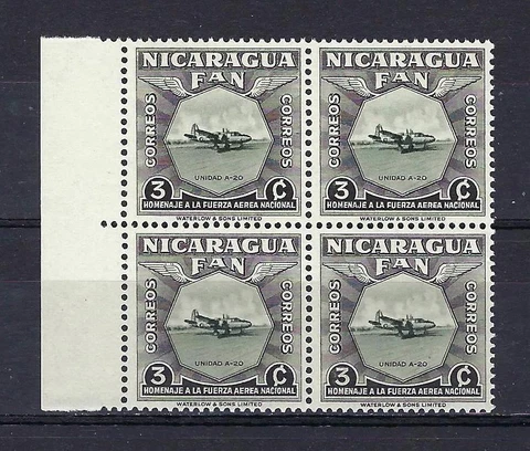 Nicaragua 1954 Sc# 757 Plane A-20 Unidad block 4 MNH Cover