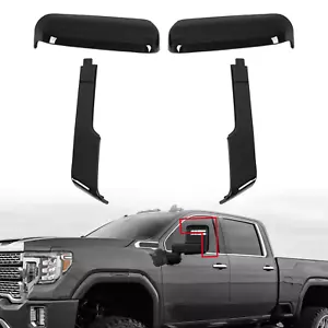 Gloss Black Mirror Cap Covers Trim Fit For 20-24 GMC Sierra 2500 3500 Paintable - Bild 1 von 7