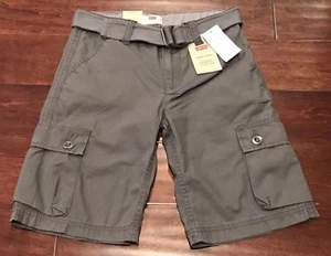 Levi's Gargoyle Gray Big Boy's Belted 6-Pocket Cargo Shorts Sz 10, 16, 20 NWT - Picture 1 of 9