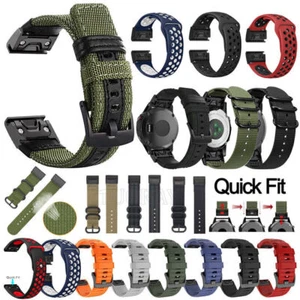 For Garmin Fenix 7 7X Pro 6 6X 5 5X S62 965 Quick Fit Silicone Nylon Band Strap - Picture 1 of 74