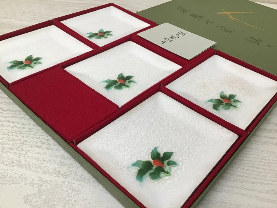 Juego de 5 platos para servir Y2646 DISH Cloisonne caja vajilla antigua vintage Japón Foto 1 de 4