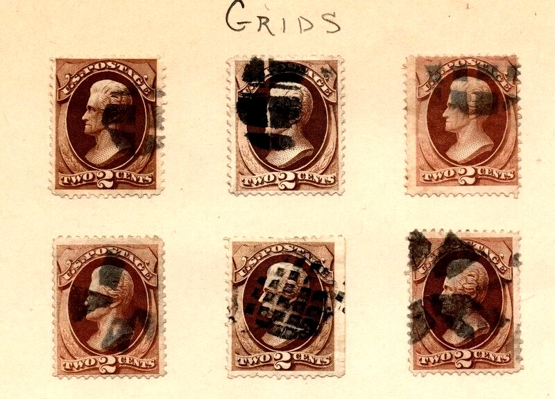 146 USED STAMPS WITH GRID TYPE FANCY CANCEL, FREE DELIVERY IN USA - Image 1 of 1