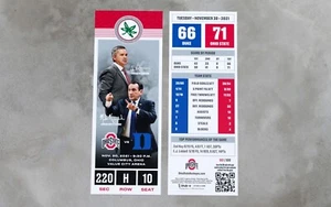 Buckeyes Men’s Basketball Official Ticket Stub Vs #1 Duke. Coach K final season. - Picture 1 of 5