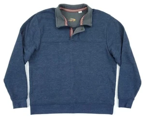 Suéter Orvis para hombre grande 1/4 con cremallera manga larga forrado de lana azul brezo - Imagen 1 de 10