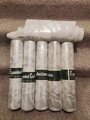 Nuevo de Lote Antiguo Colecciones Ampliadas Euro Rollo Papel Pintado 11 yardas Plateado/Blanco Texturizado Foto 1 de 4