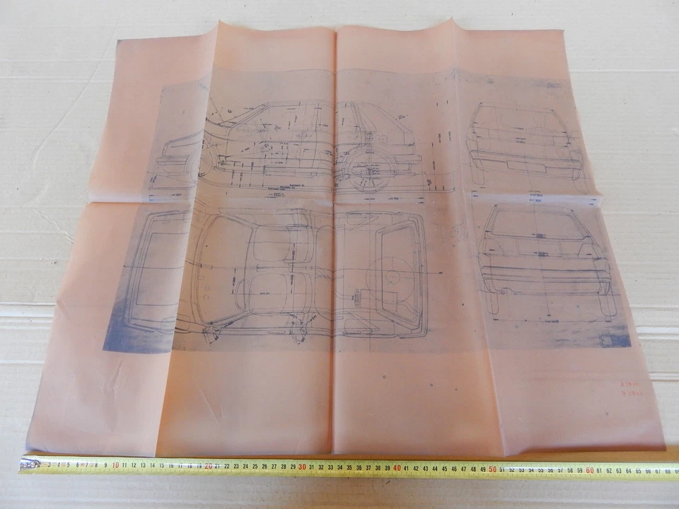 DISEGNO TECNICO SU LUCIDO VOLKSWAGEN GOLF 2 SERIE - Immagine 1 di 4