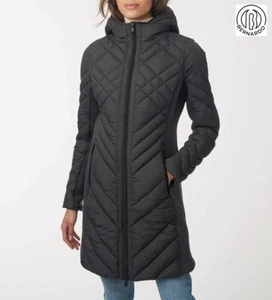 GIACCA BERNARDO NUOVA CON ETICHETTE $220 CON CAPPUCCIO ACTIVE DOUBLE PUFFER WALKER II TITAN. TG M - Foto 1 di 16