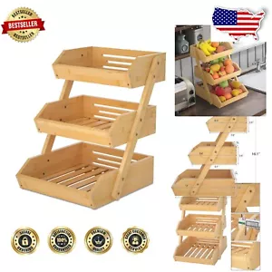 Versatile 3-Tier Bamboo Fruit Holder - Space-Saving Kitchen Countertop Display - Picture 1 of 9