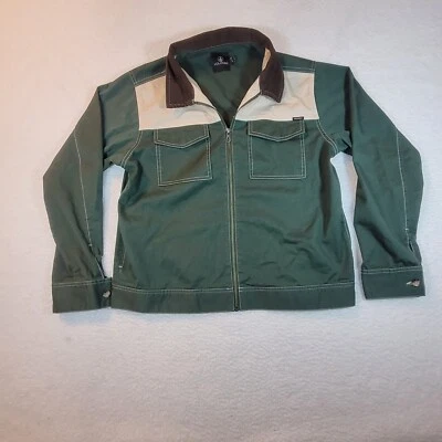 Volcom Jacket Womens Medium Size 8 Green Cream Brown Corduroy Collar Frochickie  - Image 1 of 4