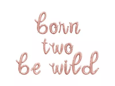 Banner globo letra cursiva BORN TWO BE WILD - Decoraciones fiesta 2º cumpleaños Foto 1 de 4