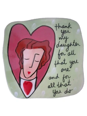 Sandra Magsamen Gracias hija diciendo placa de cerámica colgante de pared. 6" sq.  Foto 1 de 4