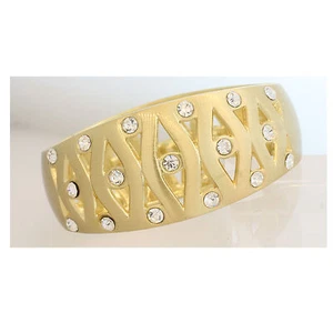 Womens Statement Fashion Bangle Cuff Yellow & White CZ - Picture 1 of 4