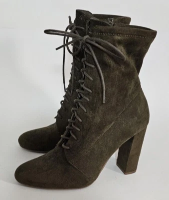 Steve Madden Mujeres Elley Botas con Cordones al Tobillo Tacón Bloque Oliva 8M Imitación Gamuza Y2K Foto 1 de 4