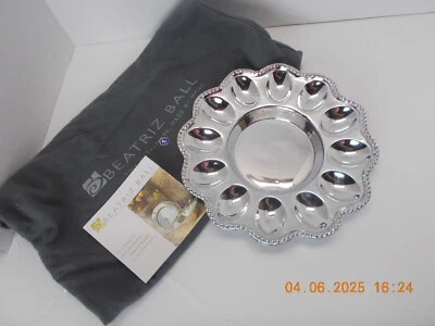 New Polished Aluminum Beatriz Ball Deviled Egg Dish 9-1/4" Diameter - Image 1 of 2