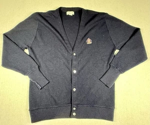 VINTAGE Izod Sweater Mens XL Blue Outdoor Golf Golfer Cardigan Preppy College - Picture 1 of 12