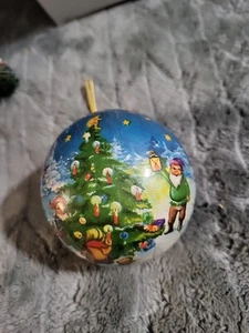 Vtg W Germany Paper Mache Lithograph Elf Christmas Ornament Ball 3"+ B42 S2 - Picture 1 of 14