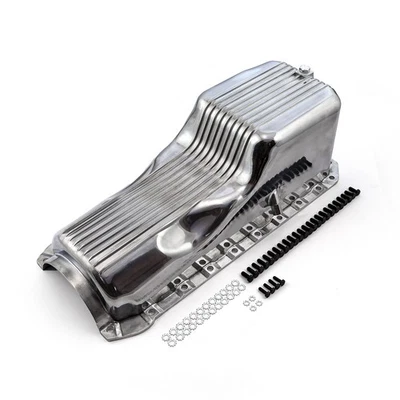 Chevy BBC 454 2Pc Gen 4 1965 - 1990 Polished Finned Aluminum Oil Pan Foto 1 de 4