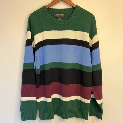 VTG 90s Alexander Julian Colours Striped Colorblock Crewneck Cotton Sweater XL - Image 1 of 4