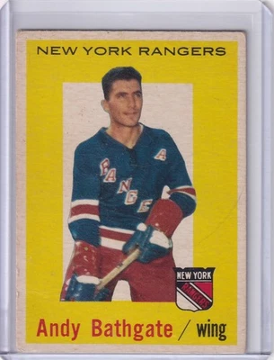 1959-60 Topps Hockey #34 ANDY BATHGATE  - Vintage New York Rangers HOF - Image 1 of 2