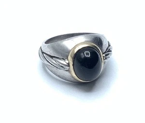Franklin Mint 1989 925 Sterling Silver & 14K Gold Winner's Circle Onyx Mens Ring - Picture 1 of 9