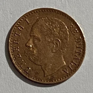 Hn Royaume D'Italie Umberto I 1896 1 Cent Cu Qfdc Pas Commun Gig #59 r98 - Picture 1 of 2