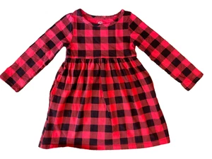 Wonder Nation Dress Girls 3T Red Black Buffalo Plaid Pockets Holiday Christmas - Picture 1 of 6
