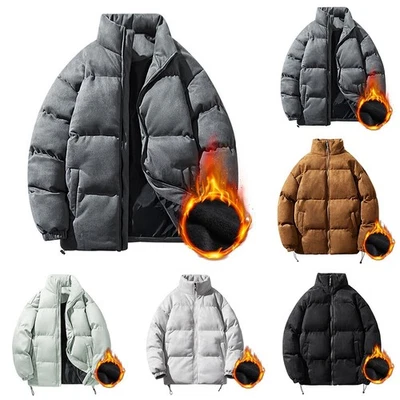 Stand Collar Warm Parka for Men Oversize For Jacket with Drawstring Hem - Image 1 of 4