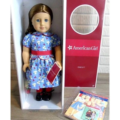 American Girl Emily Doll Mollys Friend Red Hair Blue Eyes Meet Outfit Book Box - Image 1 of 4