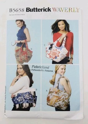 Butterick B5658 Tote Bags Sewing Pattern 4 styles - Image 1 of 3