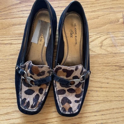 AK Anne Klein iFlex Mujer’s 6M Cuero Superior Leopardo Negro Comodidad Tacón Bajo Foto 1 de 3