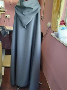 long dark grey hooded cloak / lined hood no sleeves ( cdelux 149 ) - Picture 1 of 3
