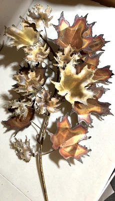 MCM Curtis Jere Metal Leaf Wall Sculpture Signed Copper Bronze Mixed Metal - Image 1 of 4