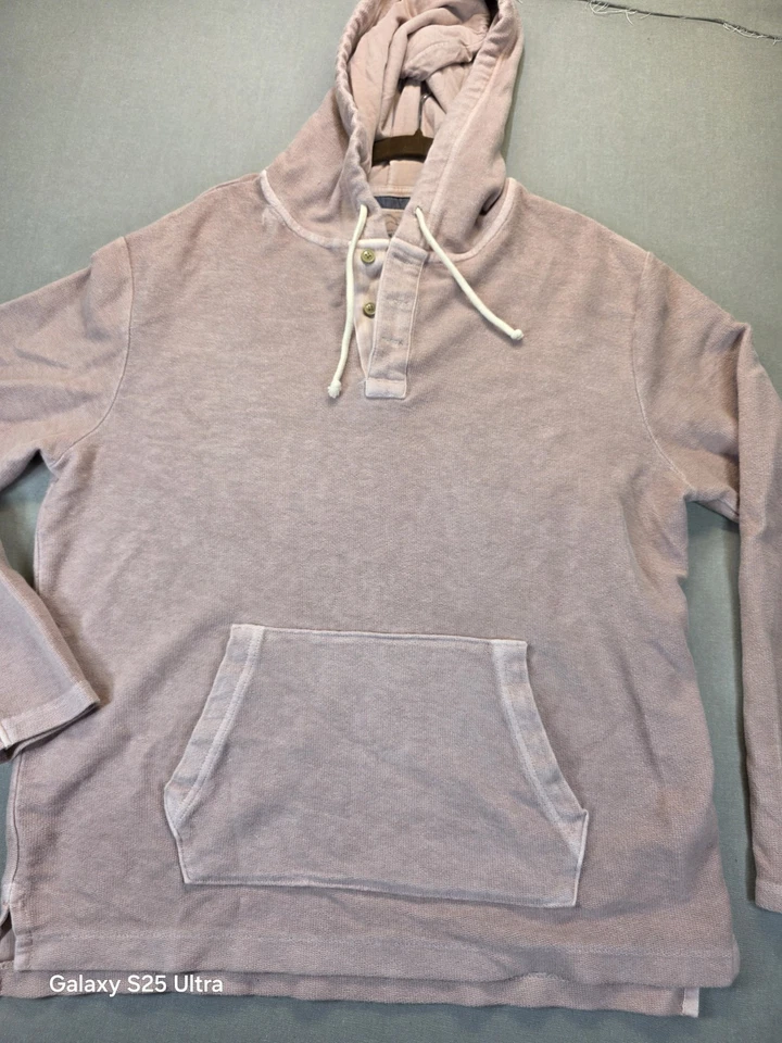 Moletom com capuz American Eagle Bonfire Terry lã Baja Henley rosa grande tamanho grande - Imagem 1 de 4