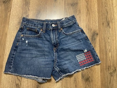 Pantalones Cortos Old Navy, Niña Talla 12, Azul, Denim, Tiro Alto, Corte Foto 1 de 4